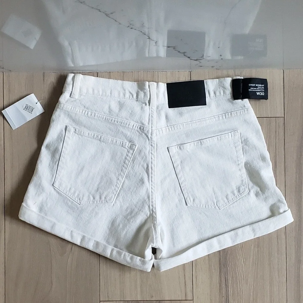 Cheap Monday Denim‎ Shorts Womens 30 White Distressed Ripped Jean Shorts